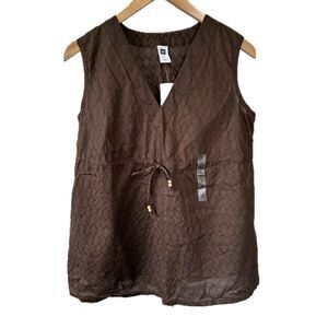 NWT Old Navy 100% Cotton Brocade Embroidery Empire Drawstring Waist Tunic Top S